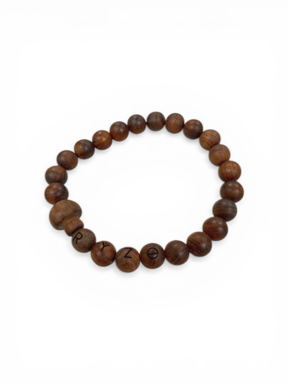 Ryze Mushroom Wooden Bead Stretch Bracelet in Brown